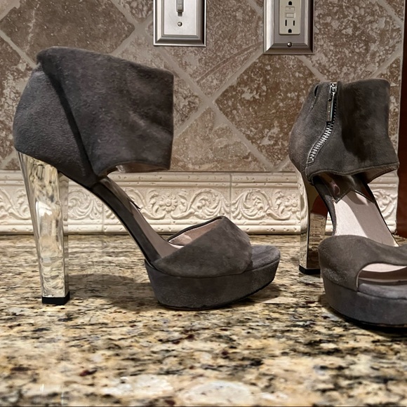 Michael Kors Suede 5” Mirrored Thick Heels with Zipper Size 8 - Picture 12 of 14